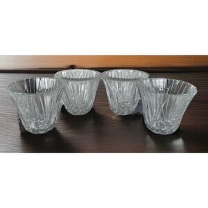 Set Of 4 DePlomb USA 24% Lead Crystal Fluted Votive Candle Holders 3"